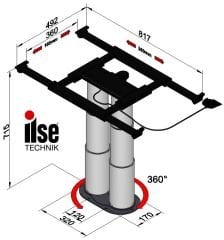 ILSE TECHNIK 5982SS10 360° Dönebilen İleri Geri Kaydırmalı Karavan Masa Ayağı