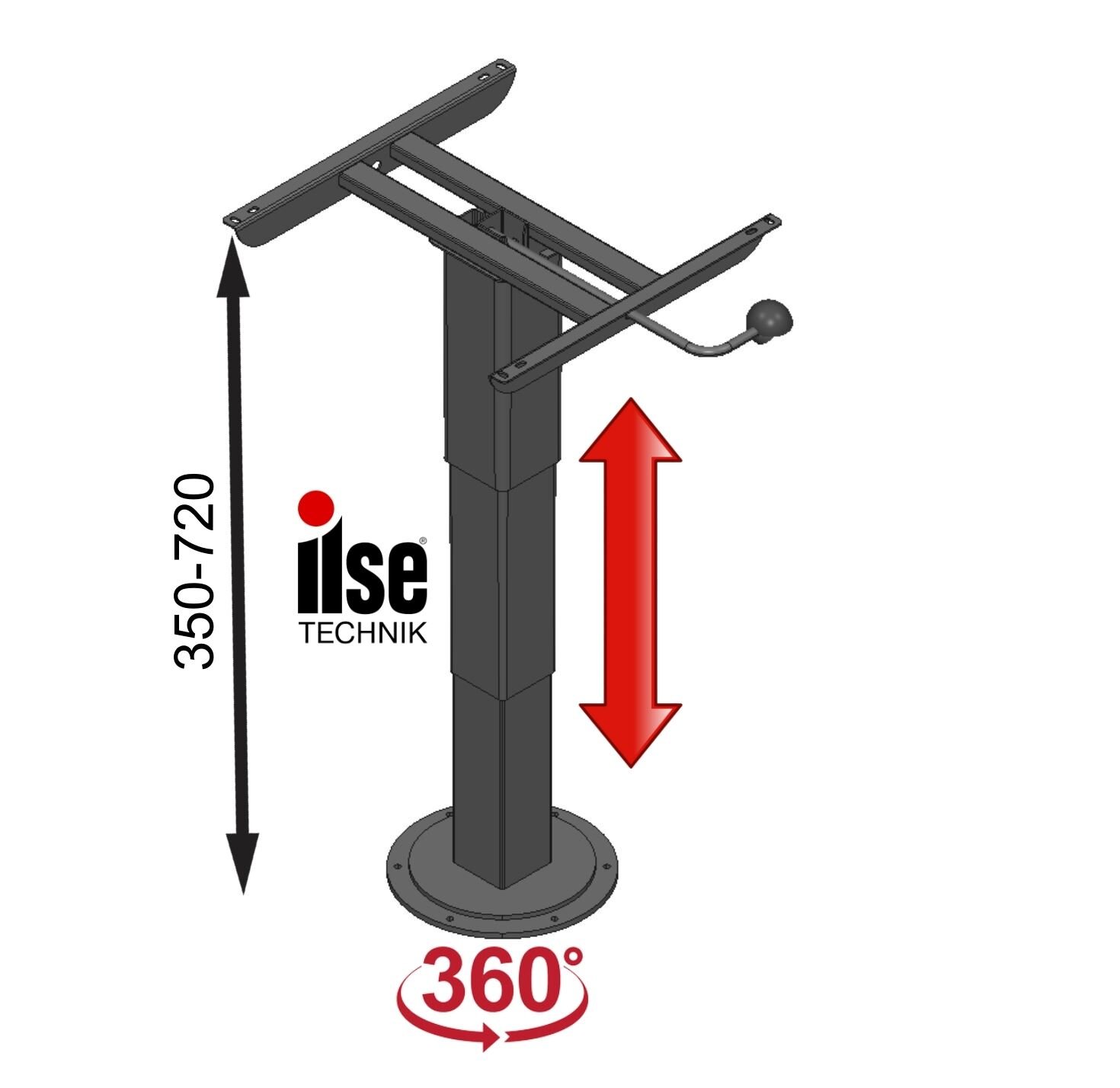 ILSE TECHNIK 5756G06 Zemine Vidalanabilir 360° Dönebilen Yükseklik Ayarlı Masa Ayağı