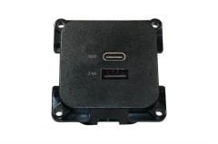 C-LINE ÇİFT USB-A VE USB-C ŞARJ CİHAZI DAHİLİ SOKET SİYAH