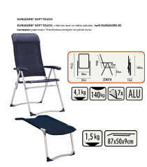 WESTFIELD ZENITH 7 KADEMELİ KATLANIR SANDALYE + AYAK UZATMASI SET KAPASİTE:140 KG
